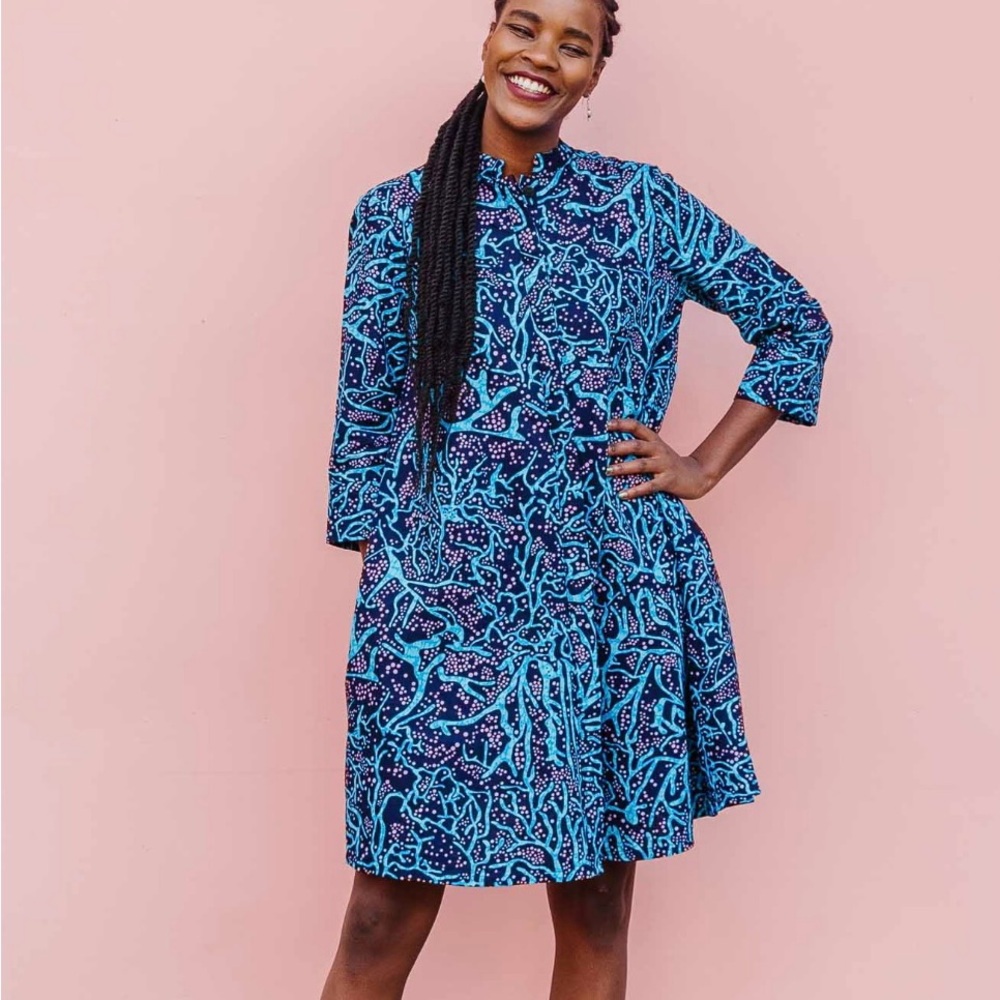 Zuri ICY HOT Medium/Long Blue and Purple Patterned Dress NWT!